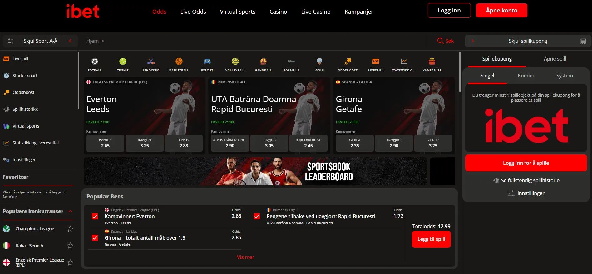 Opprett konto p&aring; iBet